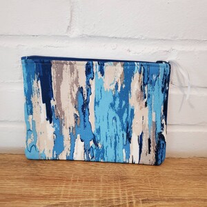 Handmade Blue Hues Cosmetic bag- machine washable- Makeup bag, makeup pouch, cosmetic pouch, travel pouch, toiletry bag, handmade bag