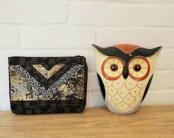 Chevron Owl Cosmetische tas- machinewasbaar- zip pouch, Halloween Make-up tas, make-up tas, uil cosmetische tas, Halloween clutch, uil clutch