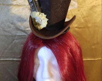 Dark Brown Steampunk Mini top Hat