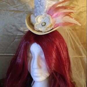 Pink and Cream Steampunk Mini top Hat image 3