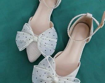 Ankle Strap Flats with Bow