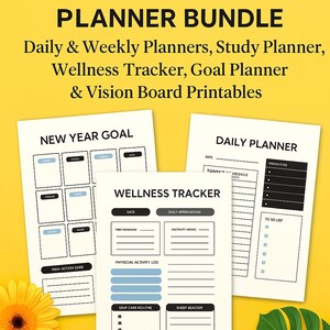 21-in-1 Digitaler Planer-Bundle: Alltag, Studium, Wellness (A4/US Letter)