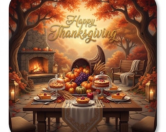 Thanksgiving Farmhouse Coaster Set, Autumn Pumpkin Decor