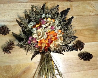 Natural Rustic Dried Flower Bridal Bouquet | Wildflower Boho Wedding Bouquet