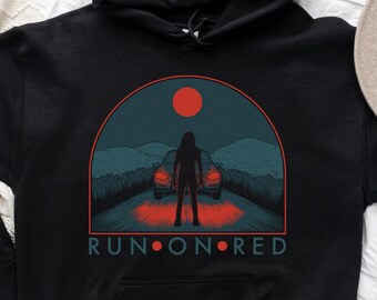 Run on Red Hoodie | Official Noelle W Ihli Merch Book lover gift reading librarian fiction psychological novel murder true crime fan