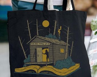 Thriller Lover Tote Bag | Official Noelle W Ihli Merch | Book lover gift reading librarian fiction psychological novel murder true crime fan