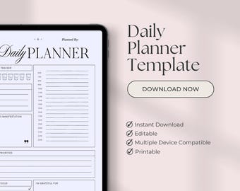 Minimalist Daily Planner Printable PDF | Productivity, Manifestation & Health | Instant Digital Download