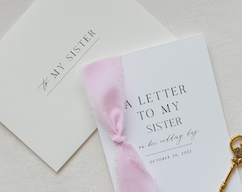 Handmade Wedding Card | To My Sister, Chiffon Ribbon