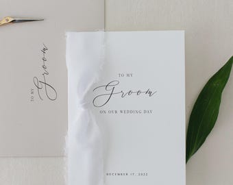 To My Groom Wedding Card | Handmade Cotton Paper, Chiffon Ribbon