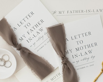 Personalized "To My" Mother-In-Law and Father-In-Law Cotton Paper Cards | Wedding Card Sets | Personalized Wedding Card Set | Handmade cards