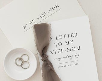 Personalized "To My Step-Mom" Cotton Paper Card | Wedding Card | Step-Mom Card | Personalized Wedding Card and Envelope | Handmade Card