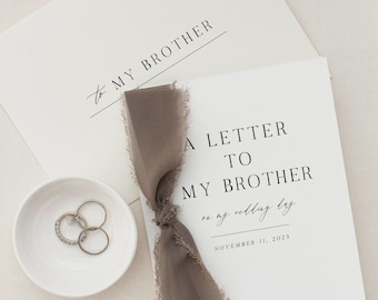 Personalized "To My Brother" Cotton Paper Card | Wedding Card | Wedding Day Of Card | Personalized Wedding Card and Envelope | Handmade Card
