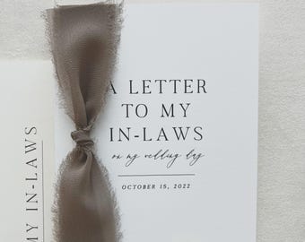 Personalized "To My in-Laws" Cotton Paper Card | Wedding Card | Wedding Day Of Card | Personalized Wedding Card and Envelope | Handmade Card