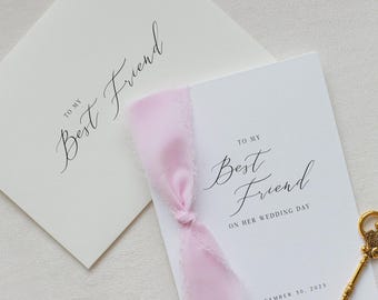 Personalized "To My Best Friend" in Script Font | Personalized Wedding Card | Handmade Cards |  To My Best Friend On Her Wedding Day Card