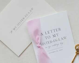 Personalized "To My Sister-In-Law" Cotton Paper Card | Wedding Card | Personalized Wedding Card Set | Handmade Cards | Sister-in-Law Card