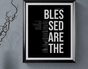 Beatitudes Wall Art – Matthew 5:3-12 Scripture Print