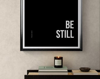 Be Still Wall Art – Psalm 46:10 Scripture Print | Modern Bible Verse Decor