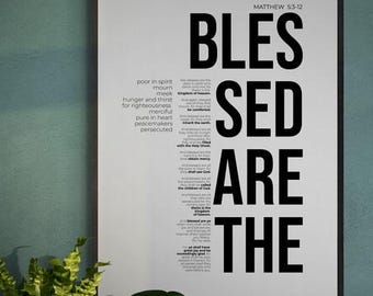 Beatitudes Wall Art – Matthew 5:3-12 Scripture Print