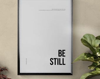Be Still Wall Art – Psalm 46:10 Scripture Print | Modern Bible Verse Decor