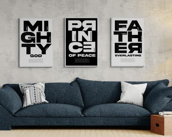 Christian Wall Art Isaiah 9:6 SET of 3 | Scripture Art |