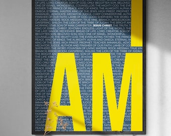 I AM Typography Print | Modern Christian Bible Verse Art (Digital Download)