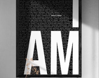 I AM Typography Print | Modern Christian Bible Verse Art (Digital Download)