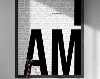 I AM Typography Print | Modern Christian Bible Verse Art (Digital Download)
