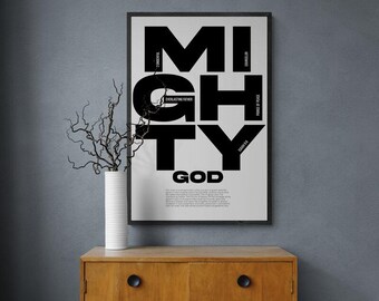 Mighty God Christian Print | Isaiah 9:6 Typography (Digital Download)