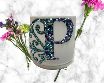 Monogrammed 4 Inch Plastic Planter with Saucer Set