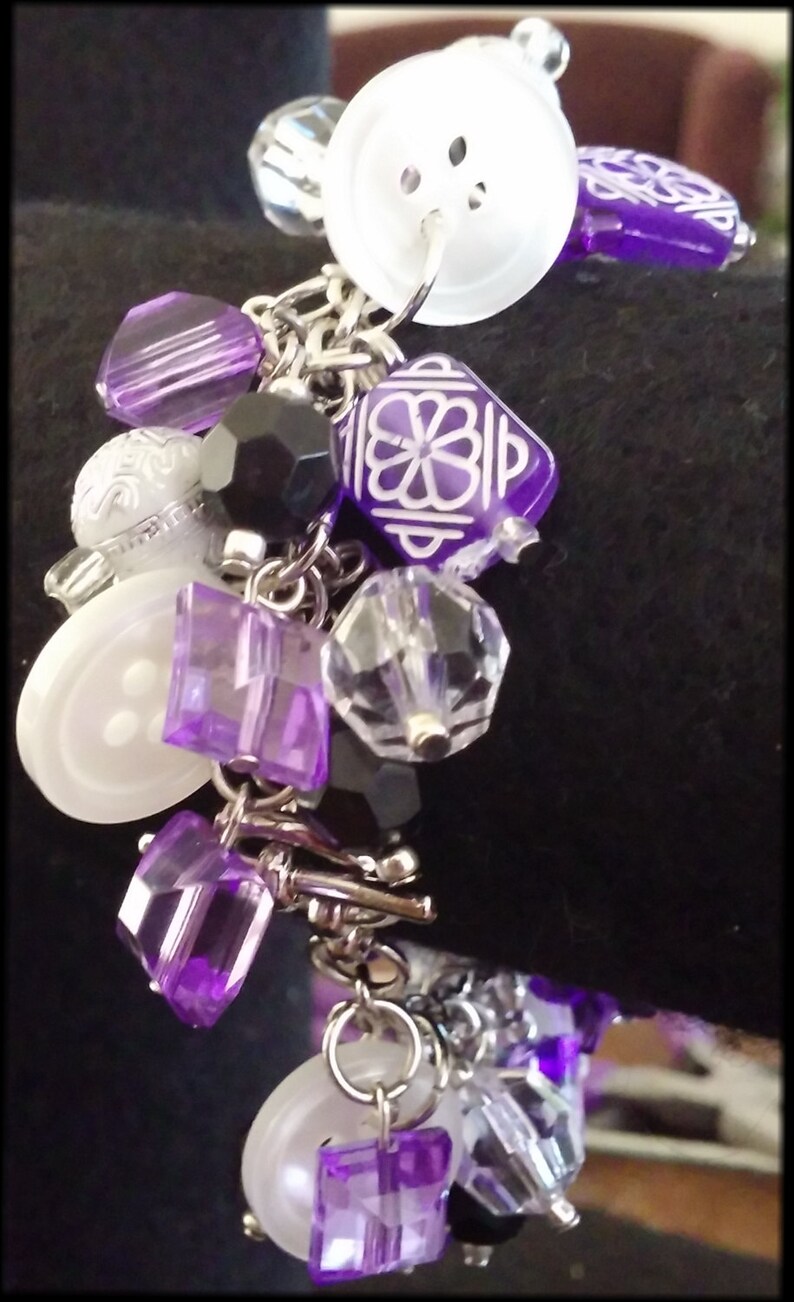 Purple Charm Bracelet Etsy