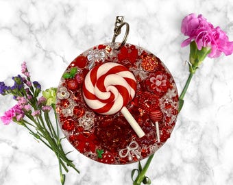 Red and White Junk Keychain