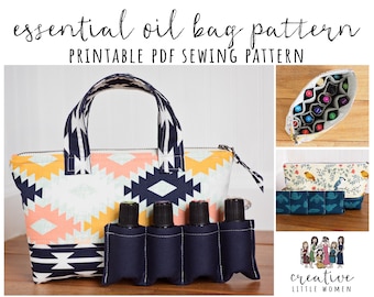 Essential Oil Bag PATTERN | Essential Oil Case | Holds up to 14 Bottles | PDF Sewing Pattern | Essential Oil Pouch | 5ml/15ml/Rollers