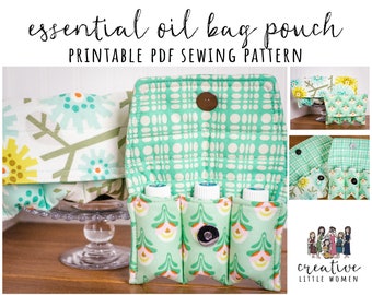 Essential Oil Pouch PATTERN | PDF Sewing Pattern | Essential Oil Bag | Holds 3 - 5 Bottles | Essential Oil Storage Case | 5ml/15ml/*rollers