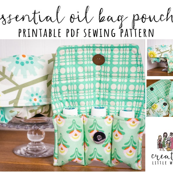 Essential Oil Pouch PATTERN | PDF Sewing Pattern | Essential Oil Bag | Holds 3 - 5 Bottles | Essential Oil Storage Case | 5ml/15ml/*rollers