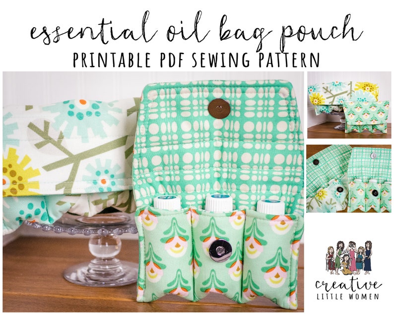 Essential Oil Pouch PATTERN PDF Sewing Pattern Essential Oil Bag Holds 3 5 Bottles Essential Oil Storage Case 5ml/15ml/rollers image 1