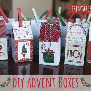 Printable Advent Calendar Boxes | Countdown To Christmas | Print at Home Christmas Decoration