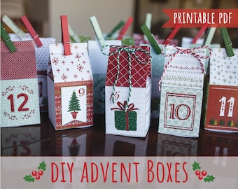 Printable Advent Calendar Boxes | Countdown To Christmas | Print at Home Christmas Decoration