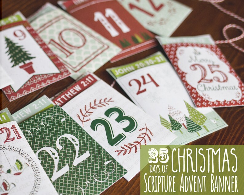 Christmas Advent Calendar Kit Christmas Countdown Printable Christmas Decor image 1