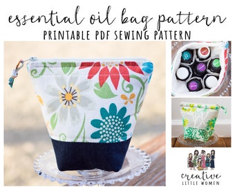 Essential Oil Pouch PATTERN | Essential Oil Bag | PDF Sewing Pattern | Holds up to 7 Bottles | Essential Oil Case | 5ml/15ml/Rollers
