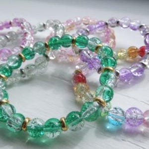 Dual Tone Glass Bead Elastic Bracelet