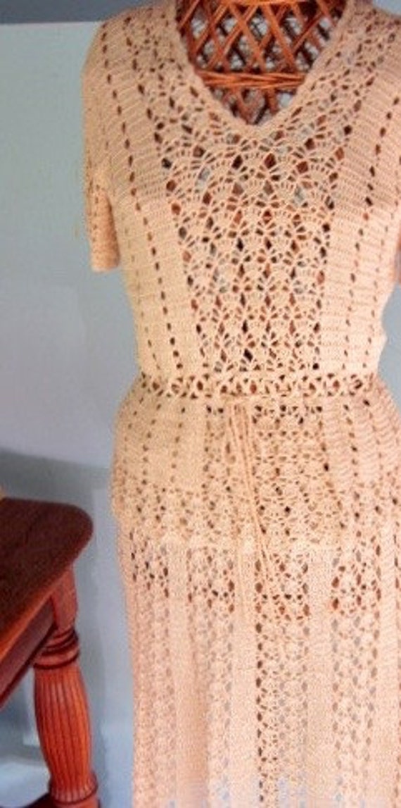 Vintage 1970s Hand-Crocheted Blouse and Skirt Set
