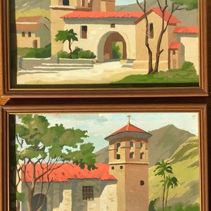 Peinture par numéros vintagePAIRE de paysages, campagne italienneencadré avec verre image 1