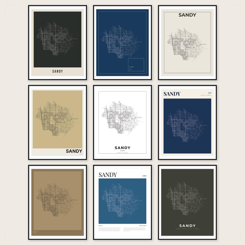 Sandy Map Poster Bundle | 75 Maps + Canva Templates | Printable Wall ...