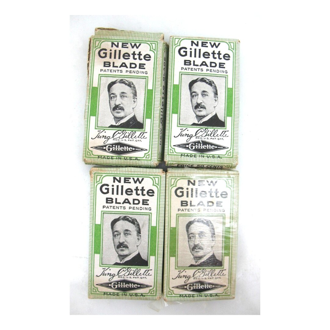 Gillette Razor Box Set 4 Vintage KING GILLETTE Razors Boxes Green New Old Stock Made in USA ...