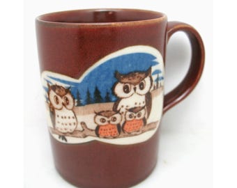 VTG Owl Mug Coffee Cup Teacup Mid Century Modern Retro Drinkware OTAGIRI JAPAN