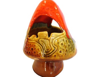 Bougeoir champignon en céramique émaillée vintage Maddux California, milieu du siècle.