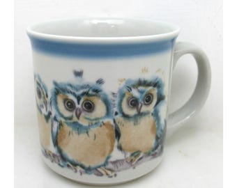 Vintage Owl Mug Coffee Cup Teacup Mid Century Modern Retro PFEIFFER OTAGIRI JAPAN