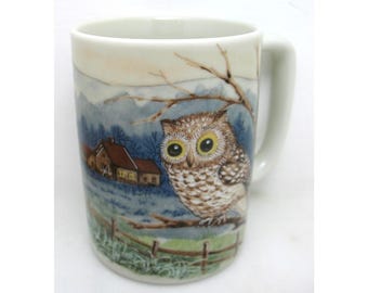 VTG Owl Mug Coffee Cup Teacup Mid Century Modern Retro Drinkware OTAGIRI JAPAN