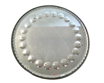VTG Antique SORCERERS MIRROR Round Beveled Victorian Reflection 8 inches