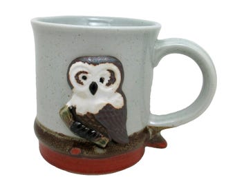 VTG Owl Mug Ceramic Art Pottery Coffee Cup Teacup JAPAN Asian Style Kitchenware